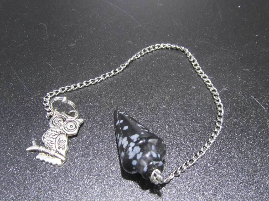 pendulum pendule snowflake obsidian obsidienne flocon de neige