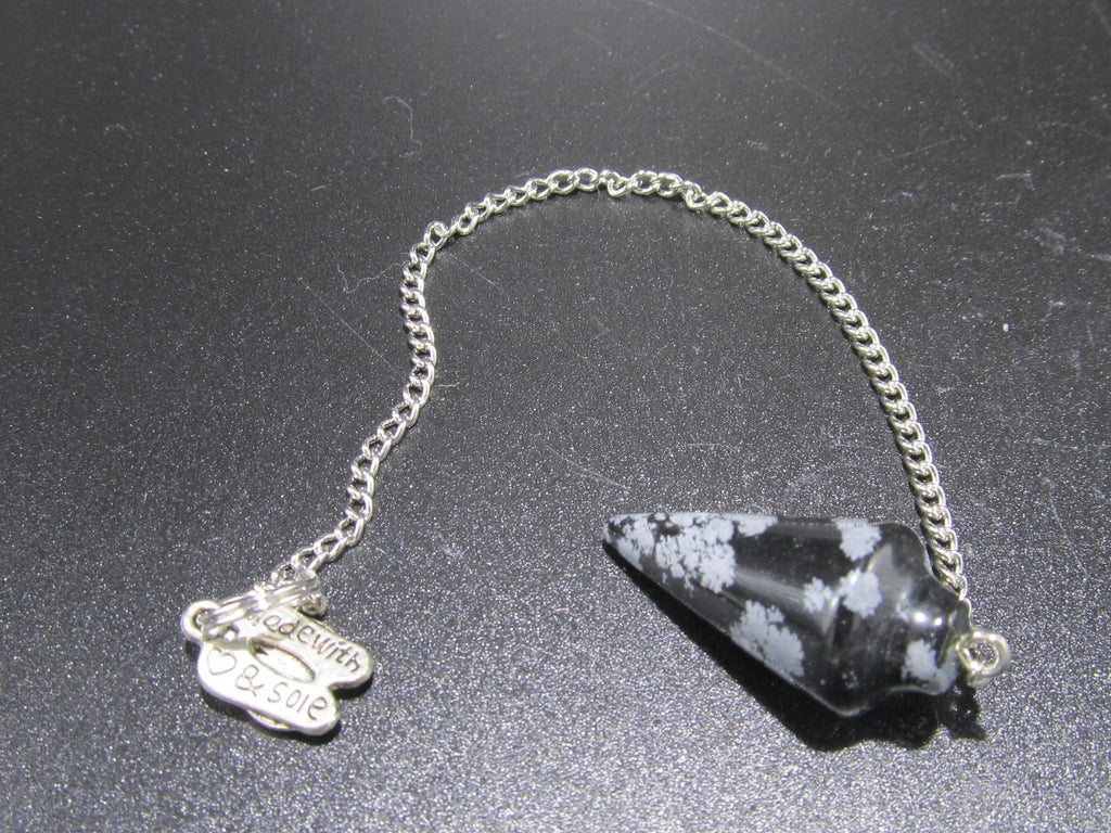 pendulum pendule snowflake obsidian obsidienne flocon de neige